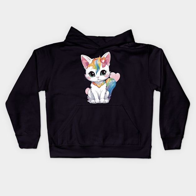 I Adore You Baby Cat Kids Hoodie by animegirlnft